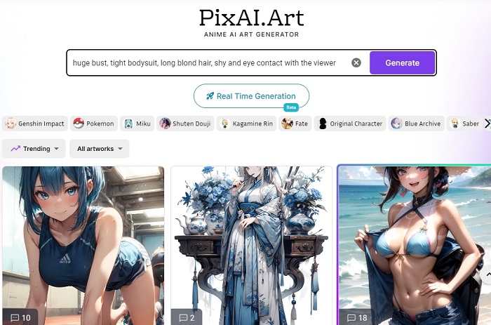 PixAI 예술적인 섹시한 여성 생성기