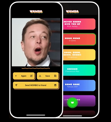 WOMBO.ai 사진을 노래하게 만드는 음악 오버레이 앱
